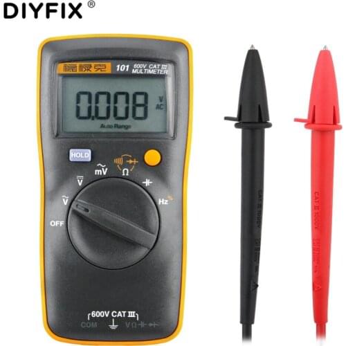 DIYFIX Auto Range Digital Multimeter for AC/DC Voltage Resistance Capacitance Frequency Measurement Portable Handheld Multimetro