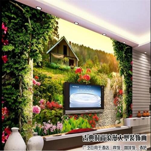 Beibehang TV background wallpaper 3d garden large mural living room bedroom sofa hotel decoration