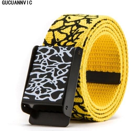 GUCUANNVIC Cool explosion crack street dance graffiti belt Trend Casual Belts Men and women Couples Couples Canvas Belts YD006