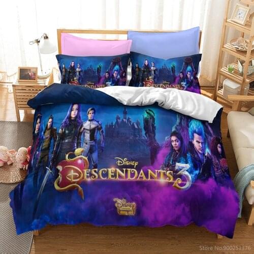 Descendants 3 Disney Film 3D Bedding Set Soft Duvet Cover with Pillowcase Set Comforter Cover Set Home Textile Bedclothes Gift