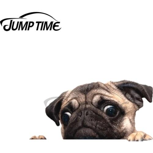 JumpTime 13 x 3.8cm For Carlino Dog Peeker Car Stickers Vinyl Material Decal Graphics Waterproof Windshield Trunk Decoration