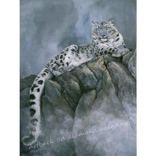 Full square 5d leopard diy diamond painting animal winter pattern rhinestone 3d resin round drill tiger mosaic wall sticker