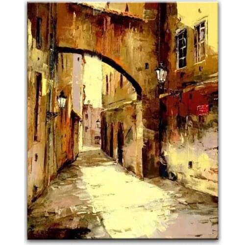 Oil painting 100% hand painted Home decoration high quality landscape knife painting pictures DM16062906