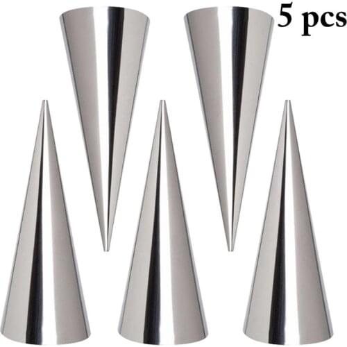 5 Pcs/Set Stainless Steel Conical Screw Croissant Tools Non-Stick Cream Horn Baking Molds Making Cake Ice Cream Tools Sets