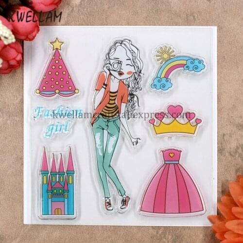 Crown FASHION GIRL Scrapbook DIY photo cards rubber stamp clear stamp transparent stamp 10.5x10.5cm KW8031527