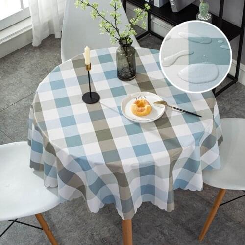 PVC Round Transparent Tablecloth Plaid Mesa Flexible Glass Table Protector Soft Liquid Table Cover for Table Plastic Decoration