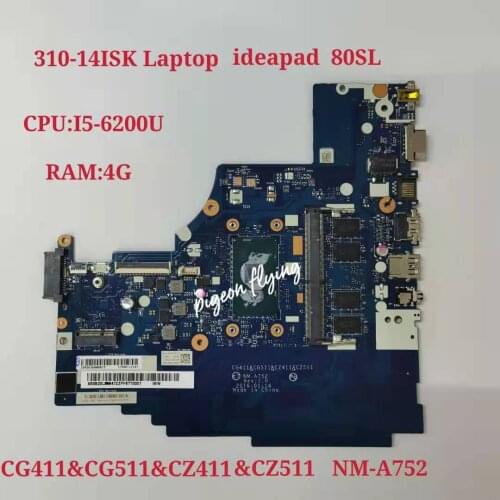For Applicable to Lenovo 310-14ISK Notebook Motherboard I5-6200U DDR(4GNnumber NM-A752 FRU 5B20L35737 5B20L35751