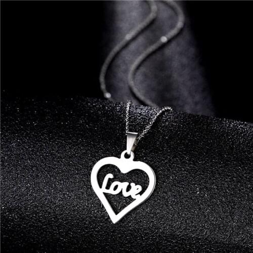 Stainless Steel Minimalist Jewelry Love Heart Necklace Simple Delicate Lover Gift