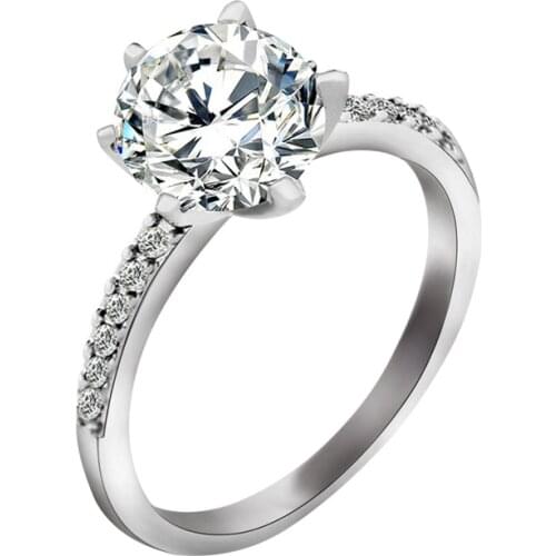 Fashion Classic Crystal Ring Wedding Party New Simple Inlay Zircon Ring for Women Fashion Gift Jewelry Accessories