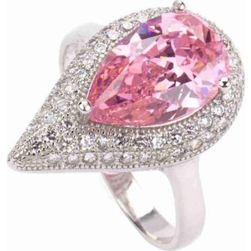 Fleure Esme Engagement Wedding rings Jewelry & Accessories for women alliance Pink Cubic Zirconia Rhodium Plated R3178 size 6 9