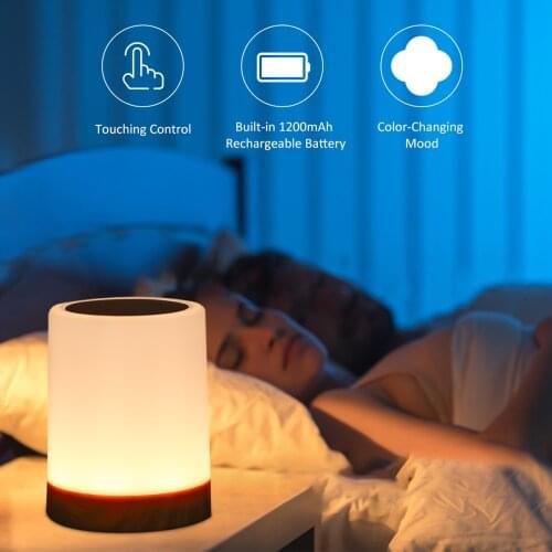 Usb recarregvel controle de toque luz cabeceira regulvel lmpada mesa quente branco & rgb night light para sala estar quartos