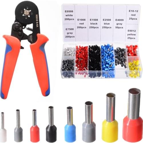 Terminal Crimping Pliers Wire Stripper Crimper Tool with 1200Pieces Terminals Kit Cable Wire Cutter Box Tool Set