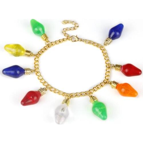 Dongsheng Stranger Things Christmas Tree Lights Charms Bulb Pendent Bangles Bracelet Anklet Wristlet Charms Christmas Xmas Gift