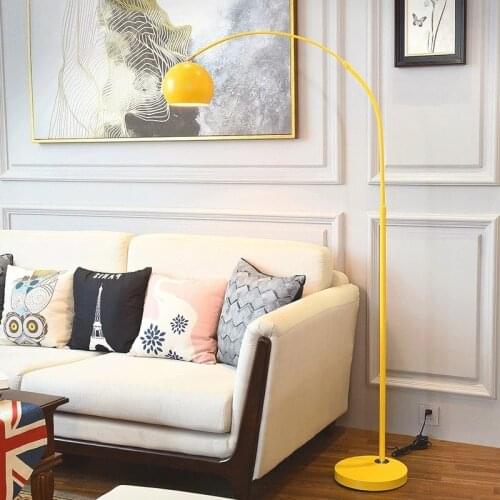 Macaron floor lamp fishing led floor lamp dimmable living room sofa bedroom bedside floor lamp pink blue yellow silver black