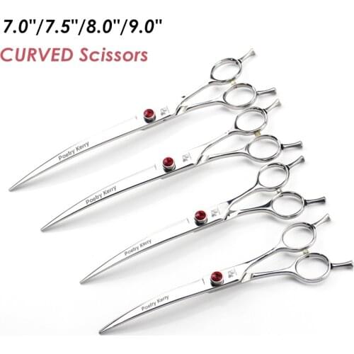 7.0 7.5 8.0 9.0 inch Curved Scissors Professional Pet Scissors for Cat Dog Grooming Curved Right Left Hand Hair Cutting Shears