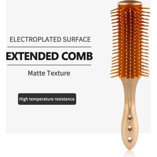 Gold Massage Scalp Comb Salon Hairdressing Tools Ribs Curly Hair Comb Soft Nylon Teeth 9 Rows Styling Brush Detangling Brush