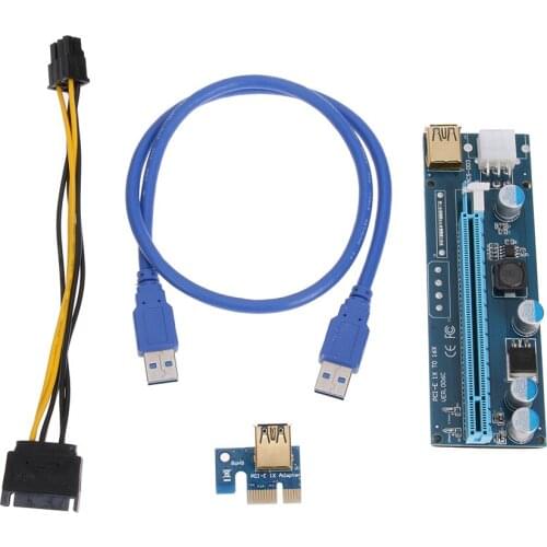 PCI-E Riser Card USB 3.0 Cable PCI Express 1X to 16X Extender PCIe Adapter Card SATA To 6Pin Power for BTC Bitcoin Miner Mining