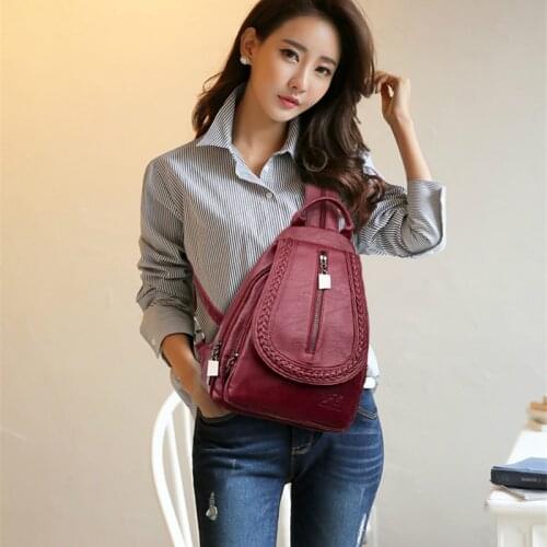 School Bags for Teenage Girls Women Leather Backpacks Zipper Female Chest Bag Travel Back Pack Ladies Bagpack