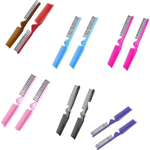 Foldable Travel Pocket Hair Comb & Brush, Pocket Comb Coarse/Fine for Men Women, Set of 2