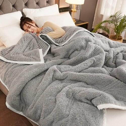 Lamb Thick Blanket Winter Double Nordic Fluffy Bed Cover Weighted Cozy Luxury Blanket Sofa Mantas De Cama Home Textile DG50B