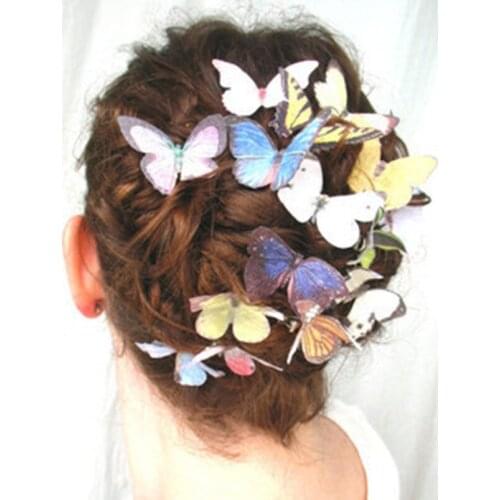 7cm simulation butterfly three-dimensional curtain wall decoration 3D butterfly childrens headdress top clip card