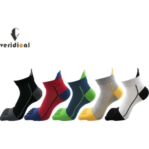 Veridical Cotton Five Finger Sport Socks Compression Breathable Colorful Striped Fashions Harajuku Socks With Toes EU39-45