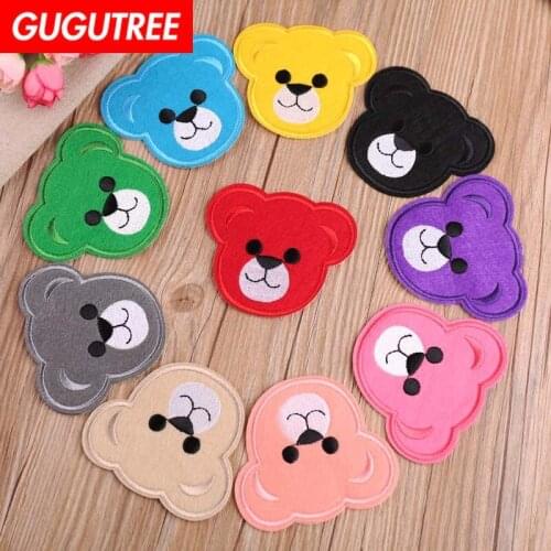 GUGUTREE embroidery bear cartoon patches animal patches badges appliques for clothing YX-274