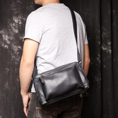 2020 factory new style mens leather shoulder bag men head leather crossbar bag large capacity soft leather iPad bag