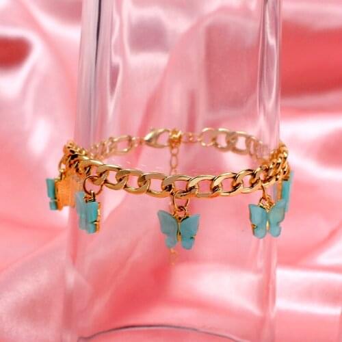 New Korean Cute Butterfly Bracelets for Women Gold Silver Color Insect Wide Bracelet 2020 Fashion Statement Jewelry Party Gifts