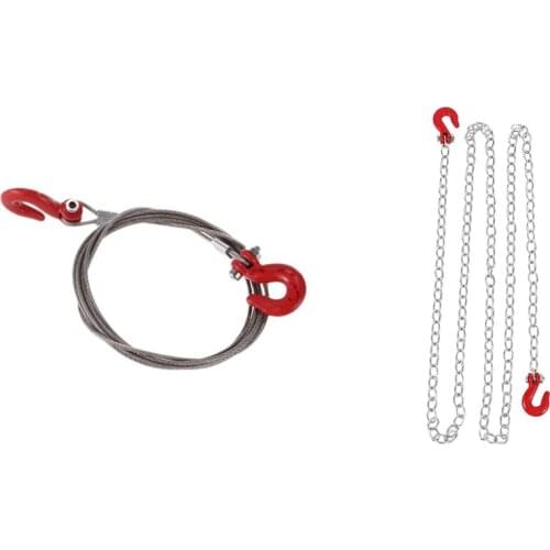 1 Pcs 1:10 RC Crawler Accessories Tow Chain & 1 Pcs 1/10 RC Car Crawler Steel Tow Rope with Hooks