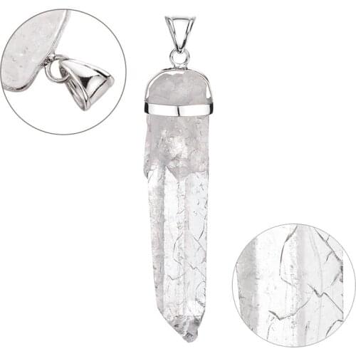1pcs Pendant Natural Crystal Column White Quartz Stones Pillars Women Necklace Pendant Jewelry Accesories