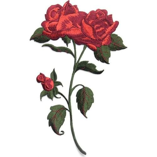 1Pcs Rose Branch Embroidered Cloth Affixed Clothes Sew on Iron on Embroidery Stickers DIY Patch Clothing Appliqued Badges