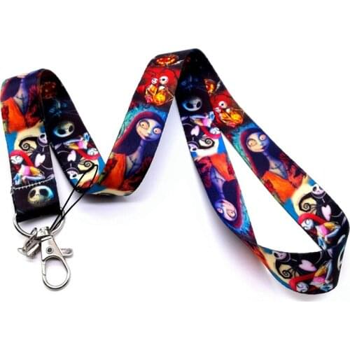10pcs/20pcs/50pcs Cartoon Nightmare Before christmas Neck Strap Lanyards Badge Holder Rope Pendant Key Chain Accessories Gift