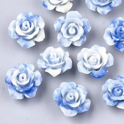 10Pcs Rose Flower Synthetic Coral Beads 2 Colors Dyed Spacers Beads Bracelet Necklace DIY Jewelry Making 12x12x7mm Hole: 1mm