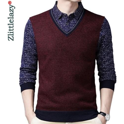 2020 winter thick polo tee shirt men casual fashion mens clothing warm polos shirts mens false two slim poloshirt tops 10326