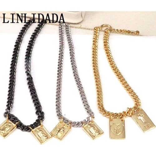 5Pcs New Design Cross Mary pendants necklace religion jewelry chocker necklace for women mix colors jewelry for women