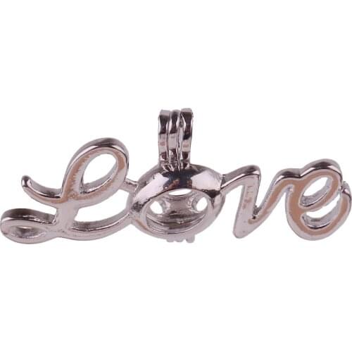 5pcs Dull Silver copper love letters can be opened Beads Pearl Cage Pendant Locket Fairytale Party Essential Oil Diffuser