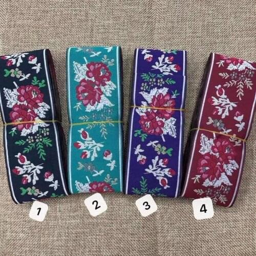 5cm Chinese ancient style flora pattern embroidered webbing,QC0419H