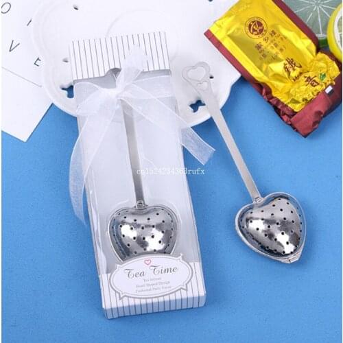50pcs "Tea Time" Heart Tea Infuser in Elegant White Gift Box Love Heart Shaped Tea Strains Wedding Party Favors Gifts