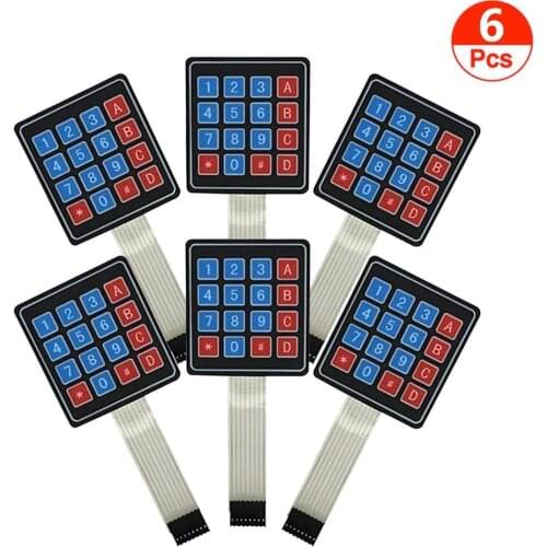 6pcs Arduino Keypad, 4x4 Universial 16 Key Switch Keypad Keyboard for Arduino DIY Starter Kit