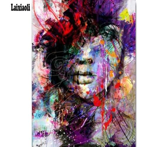 Abstract colorful diamond painting female face full squareround cross stitch diamond mosaic diy photo custom embroidery picture
