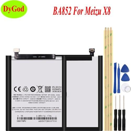 3300mAh BA852 For Meizu X8 Battery Replacement Batterij High Quality Batteria Backup AKKU For Meizu X8 phone Batterie+Tools