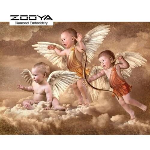 5D DIY Diamond Painting Baby Crystal Diamond Painting Cross Stitch Three Angel Baby Needlework Home Decorative BJ996
