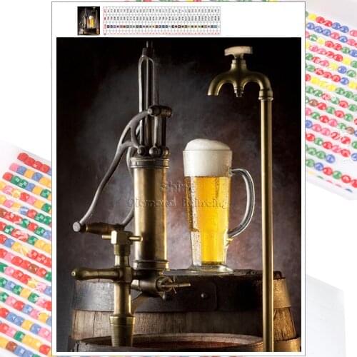 Diamond Embroidery Painting Mosaic Beer Oak Barrel Scenery 5D DIY Full Square Round Cross Stitch Mural Home Decoration