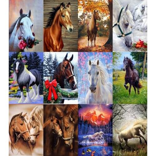 TOUOILP 5d Diy square Animal horse diamond paintingc anvas diamond cross stitchsets crystal needlework diy diamond embroidery