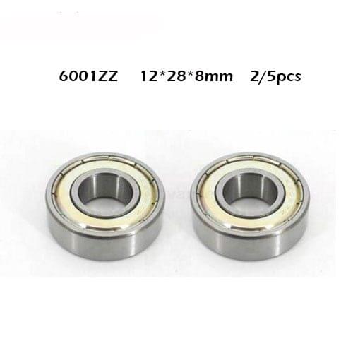 Free Shipping 2/5PCS 6001ZZ Double Shielded Deep Groove Ball Bearings 6001zz 12mm x 28mm x 8mm
