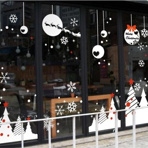 Large Christmas Sticker X mas Decal Posters Vinyl Wall Decals Decor Mural Glass Shop Window Home Decoration