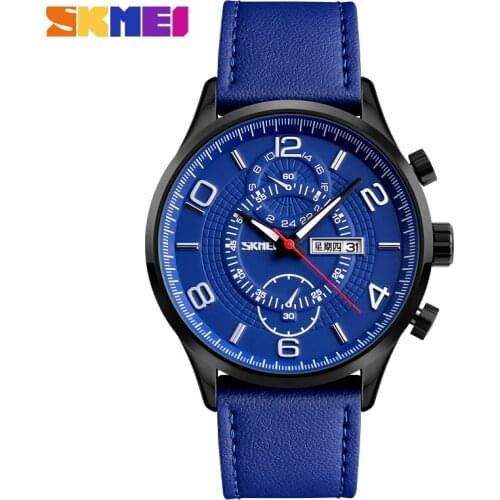 Fashion Quartz Watch SKMEI Brand Leather Strap Waterproof Date Week Clock Men Dress Wrist Watches Relogio Masculino
