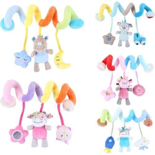 QWZ Baby Toys 0-12 Months Crib Mobile Bed Bell Rattles Educational For Newborns Car Seat Hanging Infant Crib Spiral Stroller Toy