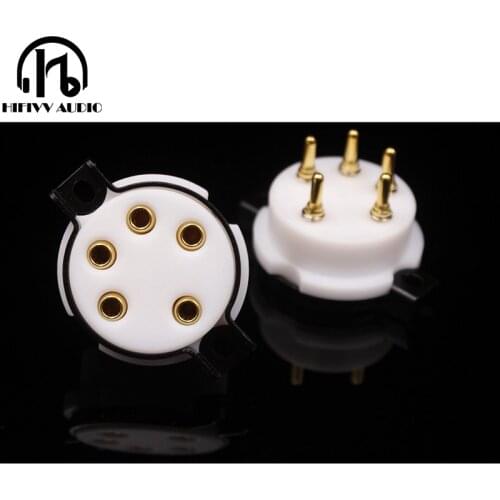 EIZZ 5 pin tube holder ceramic gold-plated bipolar PCB socket tube WE311 56 807 FU-7 WE272A FD422 upgrade Tube power Amplifiier